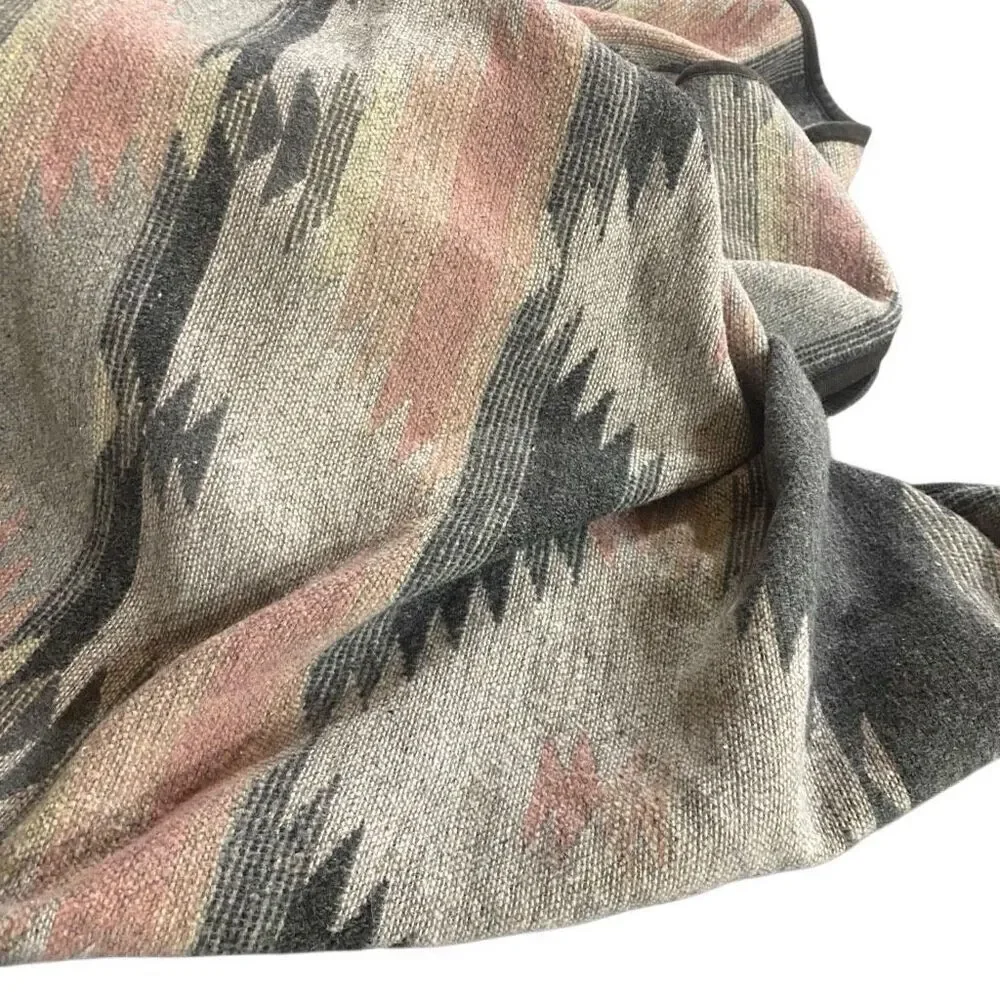 Ruth & Boaz wool blend blanket Aztec boho pink gray throw blanket - Picture 2 of 5